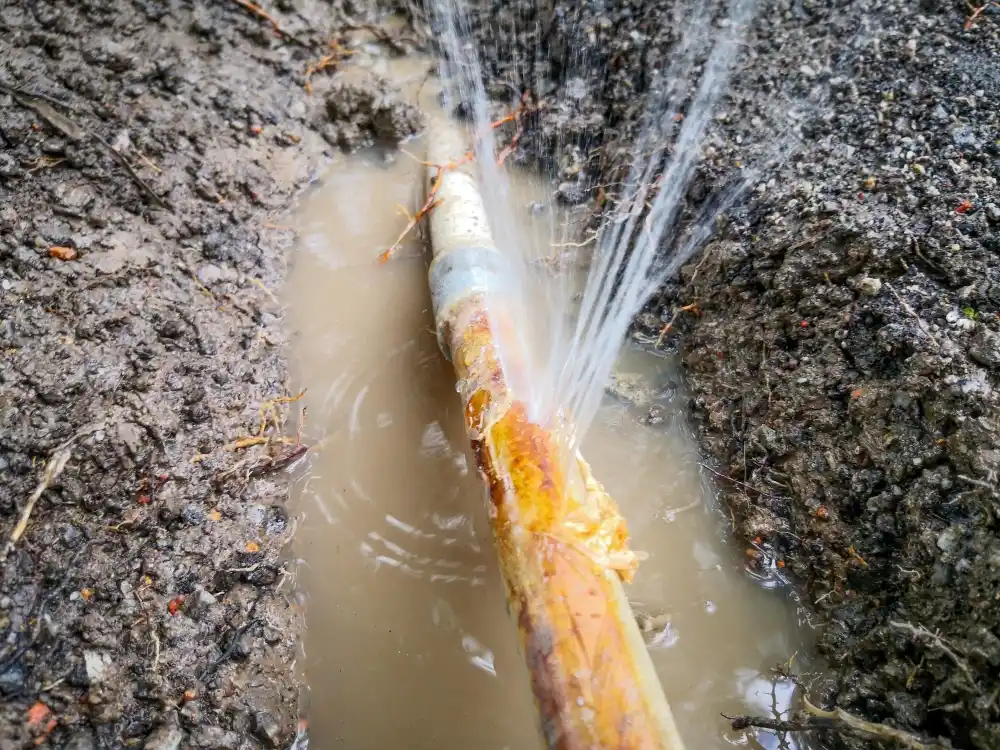 Burst water pipe leaking in Werribee